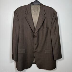 Men’s 48R Italian Wool Blazer Fabric by Loro Piana, Brown Classic Sport Coat